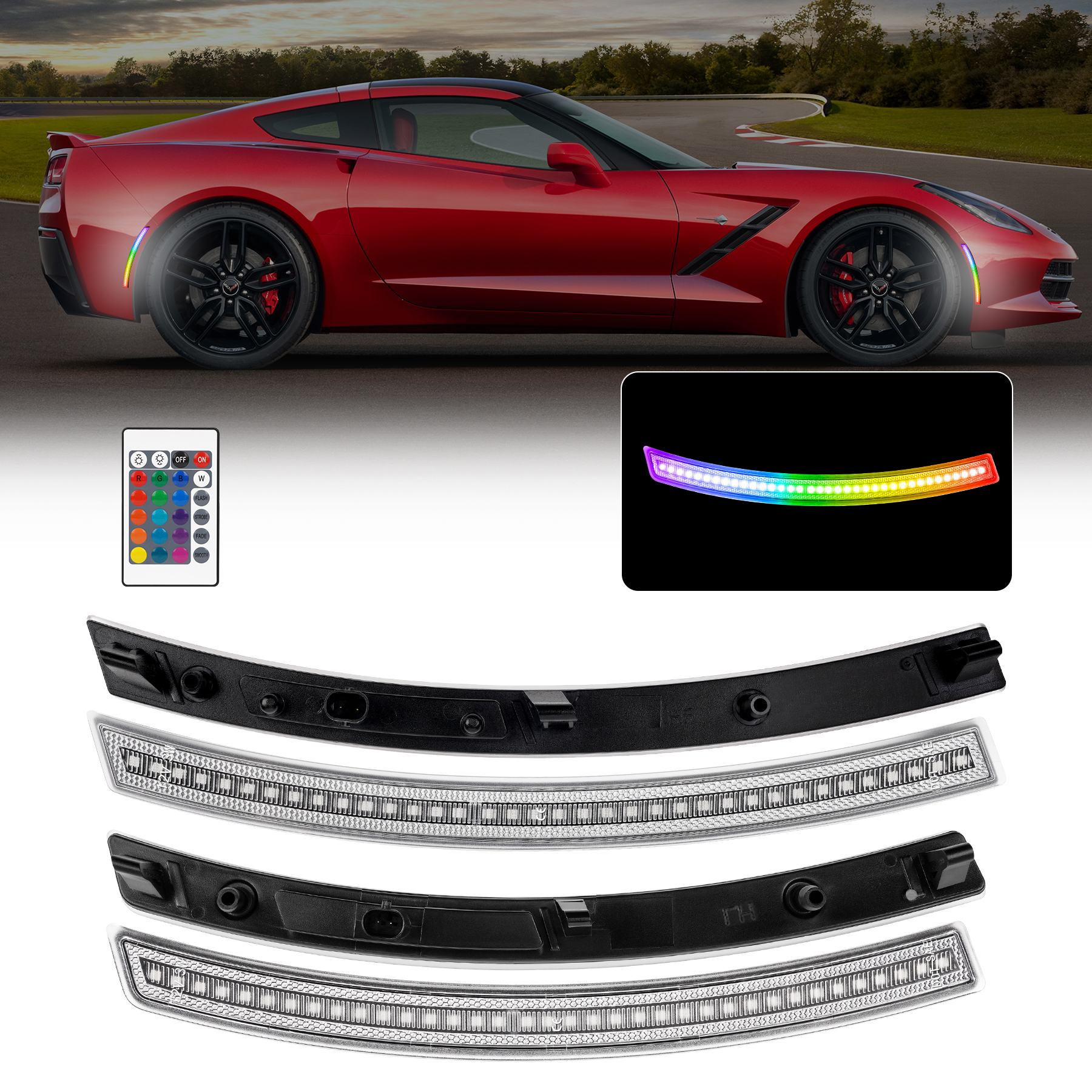 Car Front Rear Bumper Rgb Led Chevrolet Corvette C7