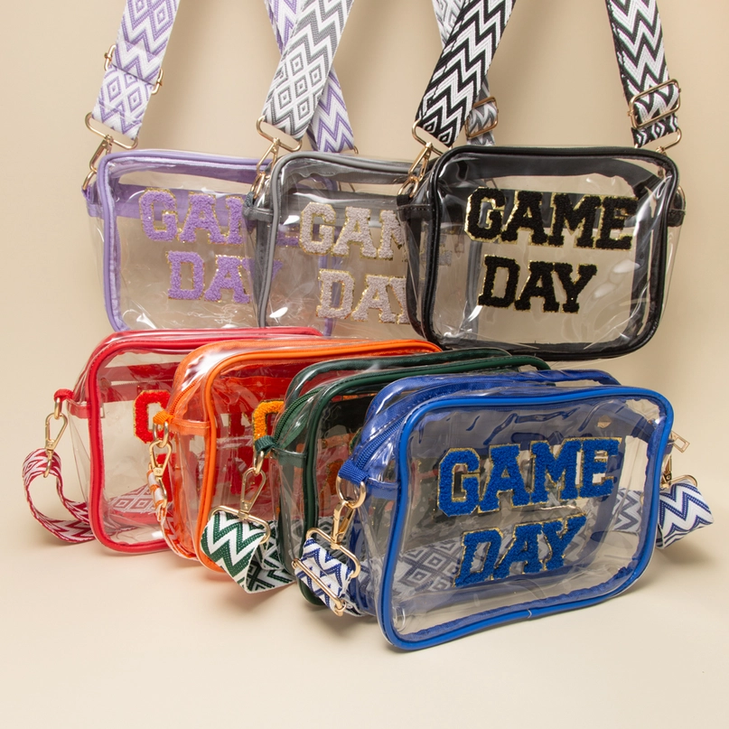 Fuzzy Chenille Clear Crossbody Bag